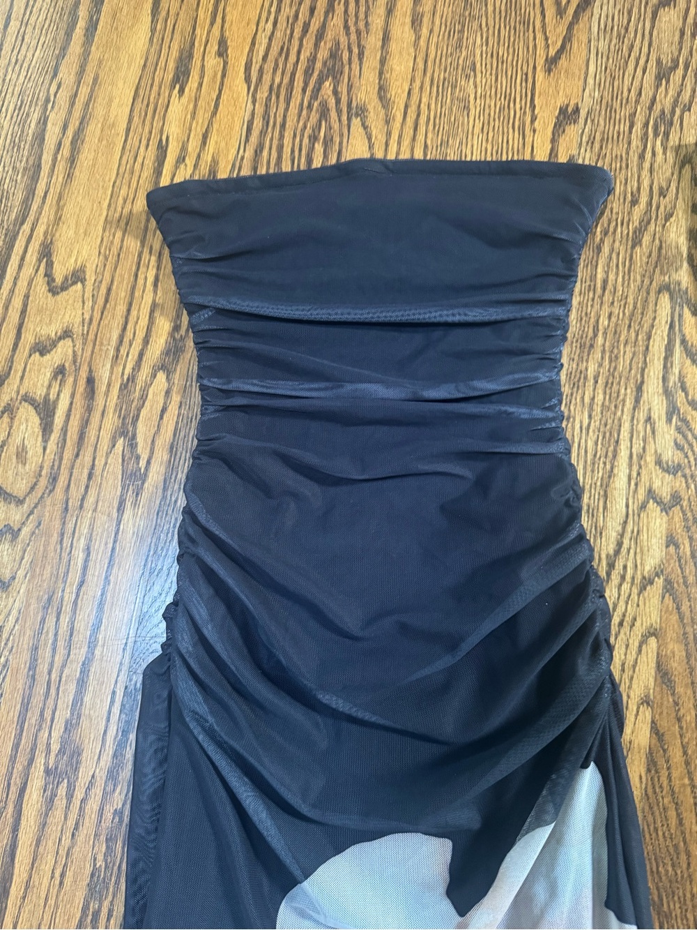 Commense mesh Strapless Black Floral Midi Dress - Picture 3 of 7